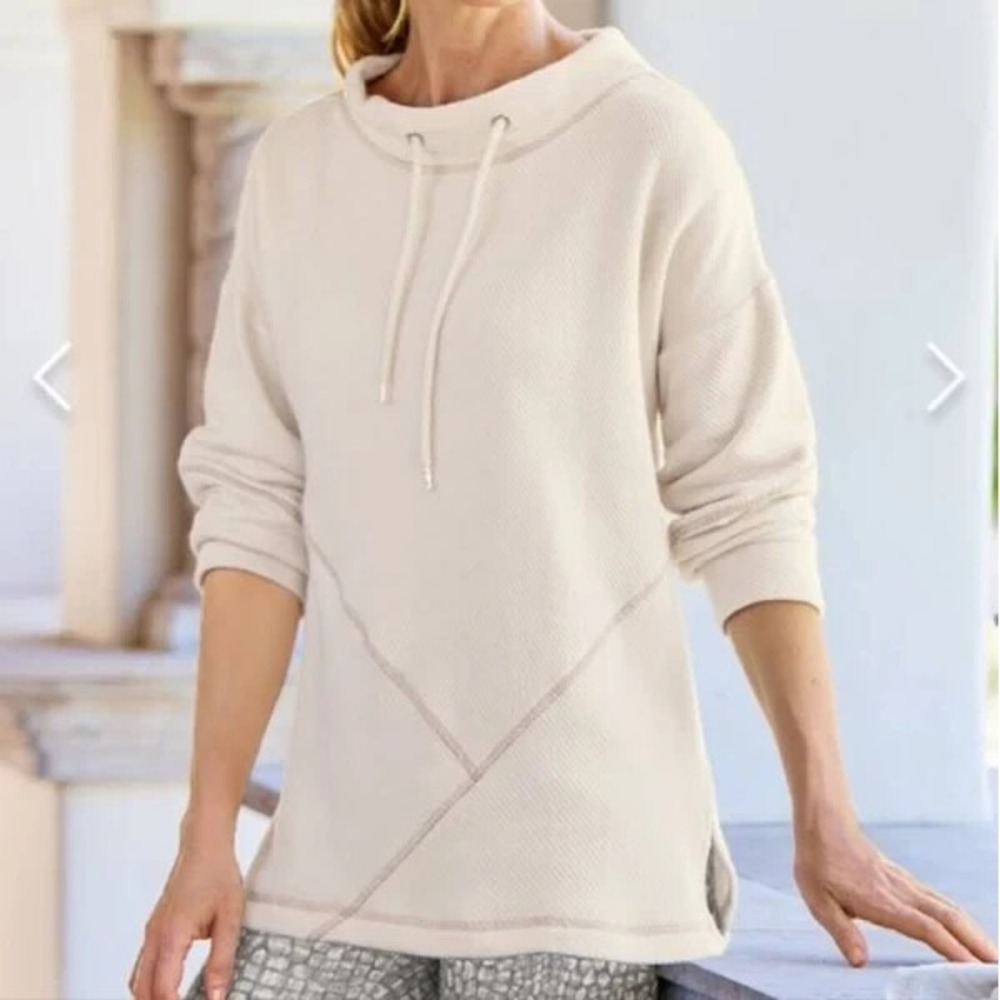 Soft Surroundings Danika Sweater Women's XL Cream Mock Neck Tunic Pullover Knit